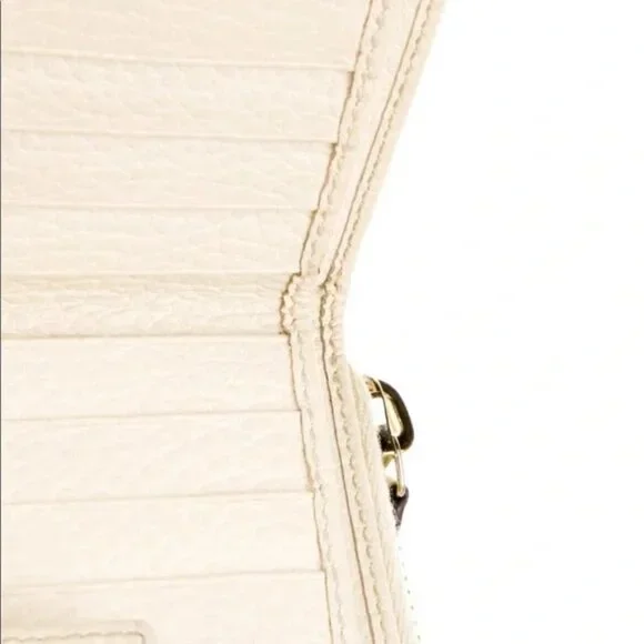 🆕 Authentic GUCCI Compact GG Canvas Leather Beige/Off-white Zip Wallet Bi-Fold - Picture 7 of 9